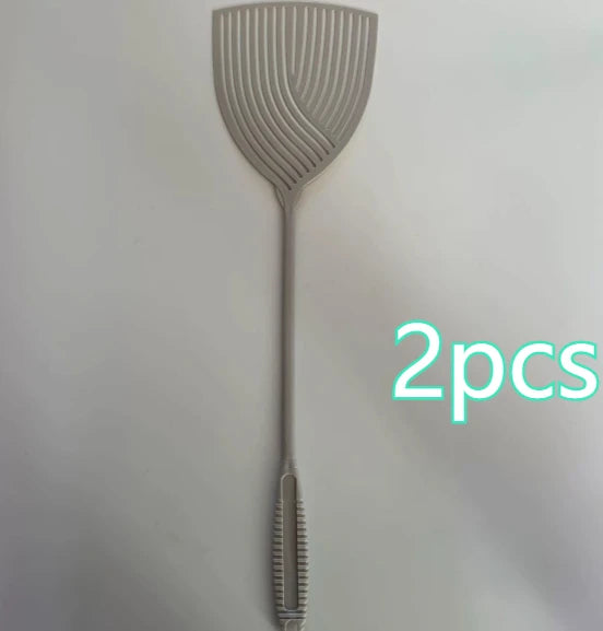2pcs Striped Plastic Fly Swatter, Long Handle, Sturdy & Durable, Indoor Outdoor Household Pest Tool Oasis Select grey2pcs