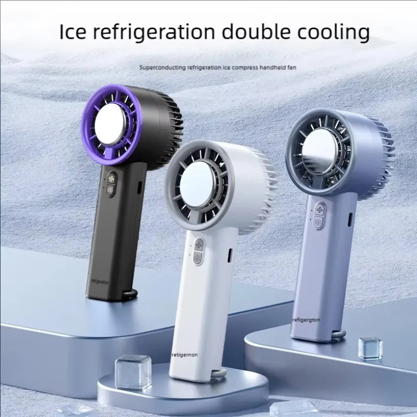Instant Ice Cooling Handheld Fan Semiconductor Refrigeration 3 Speeds Ultra Quiet Brushless Motor USB Rechargeable Cooler Oasis Select