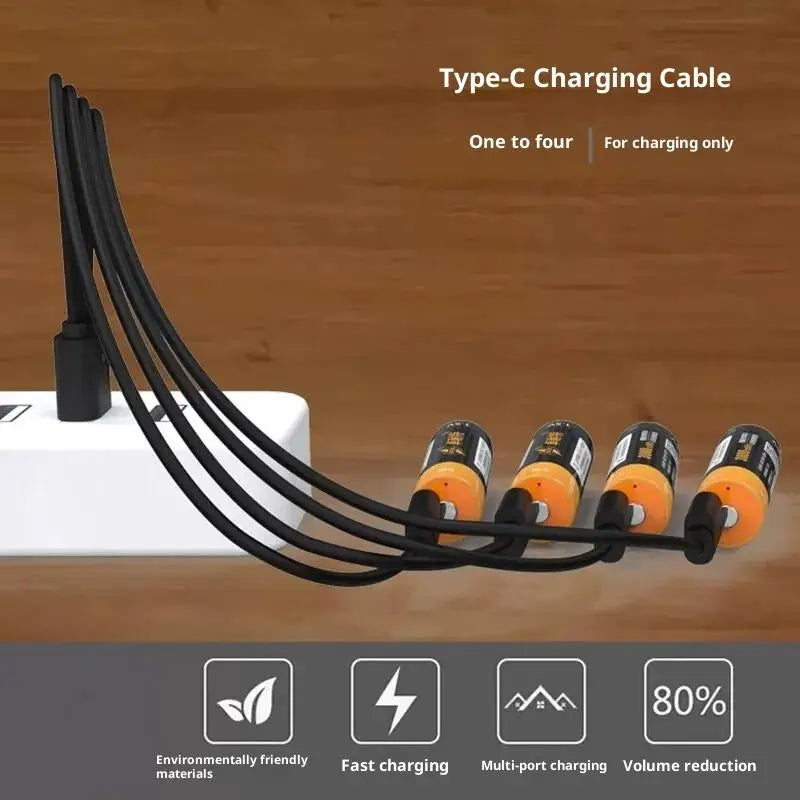 1Pcs 4 in 1 Data Cable Fast Charging 1 to 4 Type-C USB Flash Charging Mobile Phone Accessories All Phone Users Hot Sale New 2026 Oasis Select
