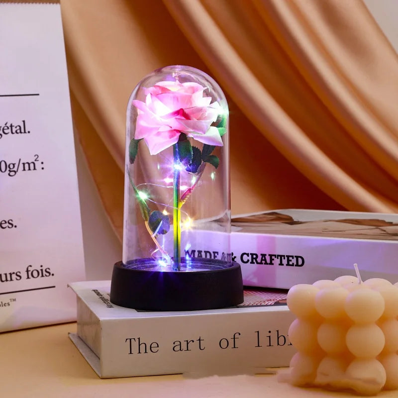 LED Rose Dome Ornament – Everlasting Artificial Flower Gift