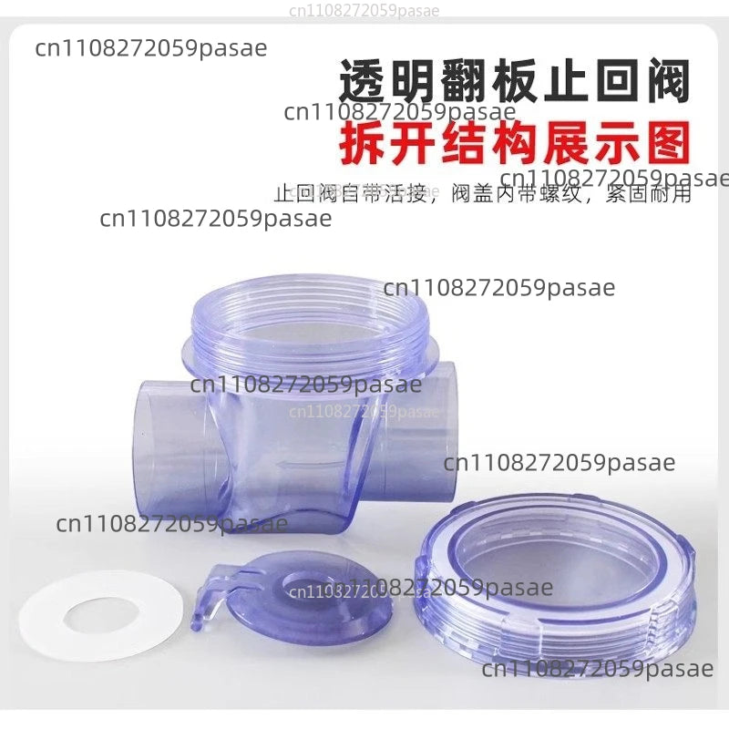 50mm Flap UPVC Transparent Check Valve Drainpipe Non-return Flap Valve Check Valve Combination Sets Kitchen Sewer Deodorizationm Oasis Select