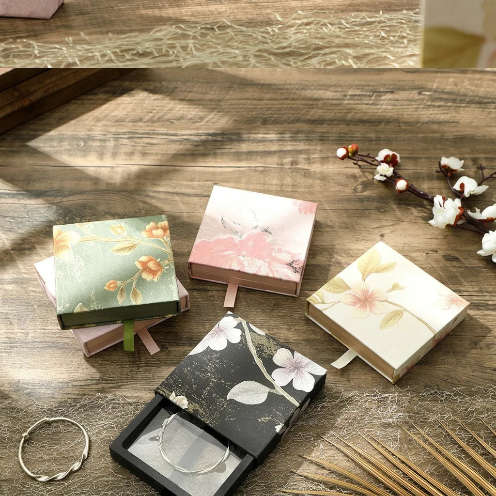 Retro Floral Embossed Drawer Jewelry Box | PE Film Display