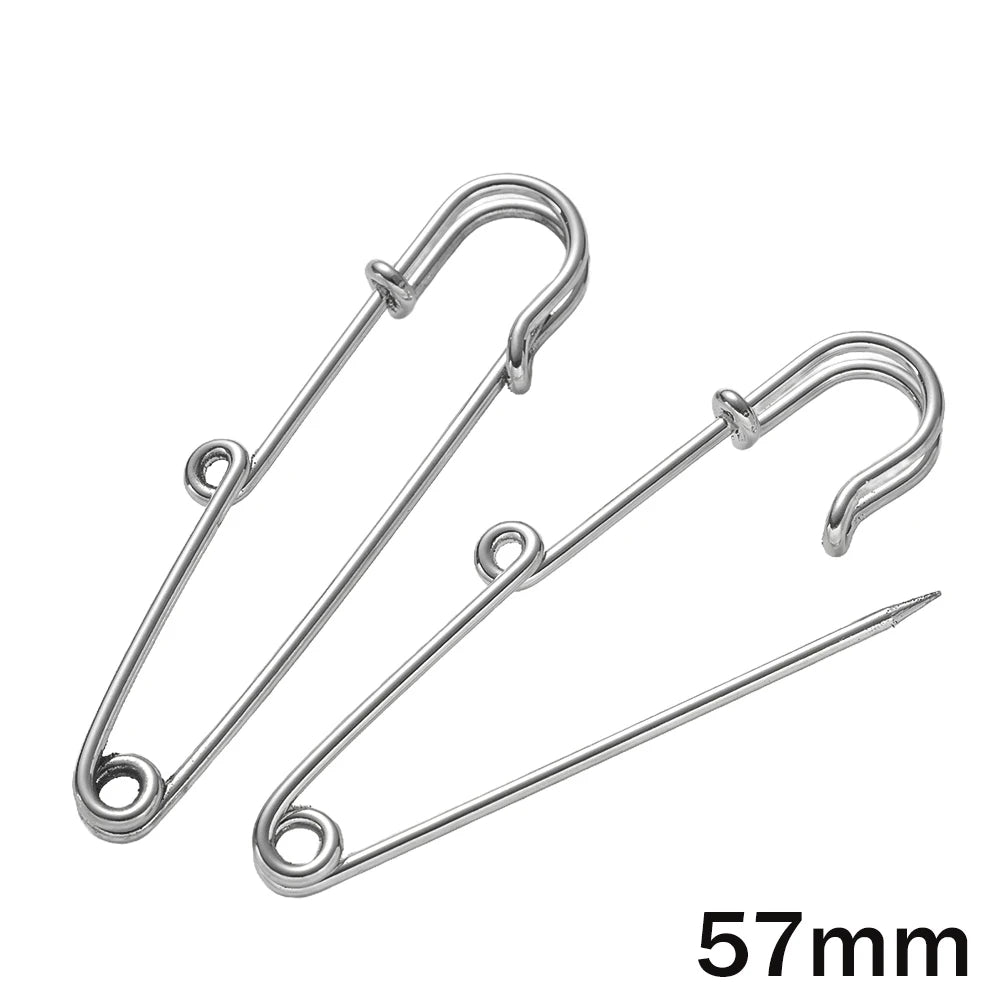 10pcs Heavy Duty Safety Pin Charms with 1/2/3/4/5 Loops for DIY Garment Blanket Skirts Knitted Fabric Brooch Crafts Jewelry Make Oasis Select 57mm With 1 Loop