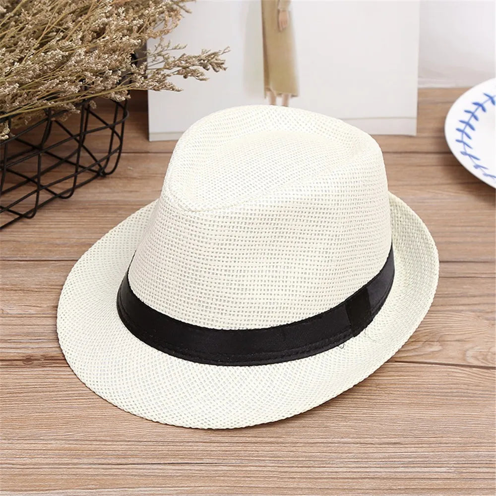 Children Kids Summer Beach Straw Hat Jazz Panama Breathable Hat Large Brim Outdoor Breathable Hats Girls Boy Sunhat Oasis Select C