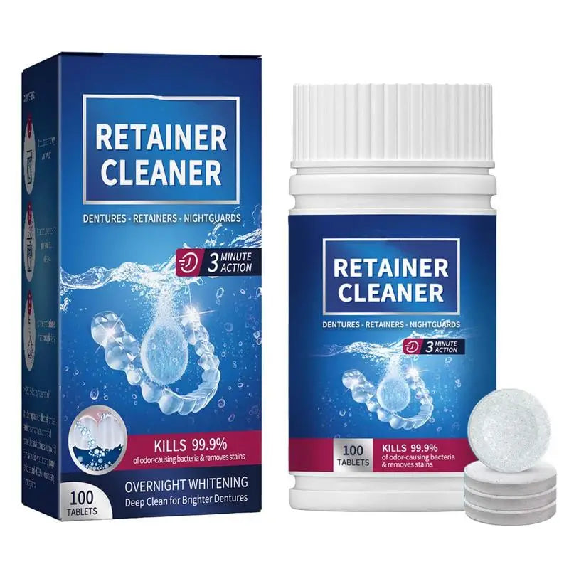 Denture Cleansing Tablet 100 Tablets Cleanser Pills Whitening Remove Bad Odors Oral Cleaning Care Fresh Breath Cleaning Stains Oasis Select
