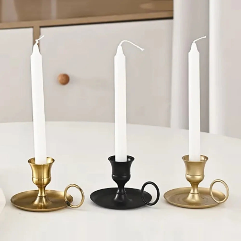 Retro Metal Candle Holder European Style with Handle | Centerpiece