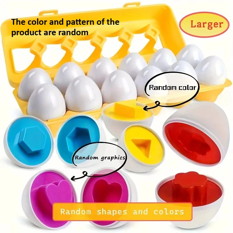6/12pcs Color &Shape Matching Eggs Toy Set,Simulated Egg Shapes with Storage Box,Geometric Color Learning for Kids Children Toys Oasis Select 12 pack