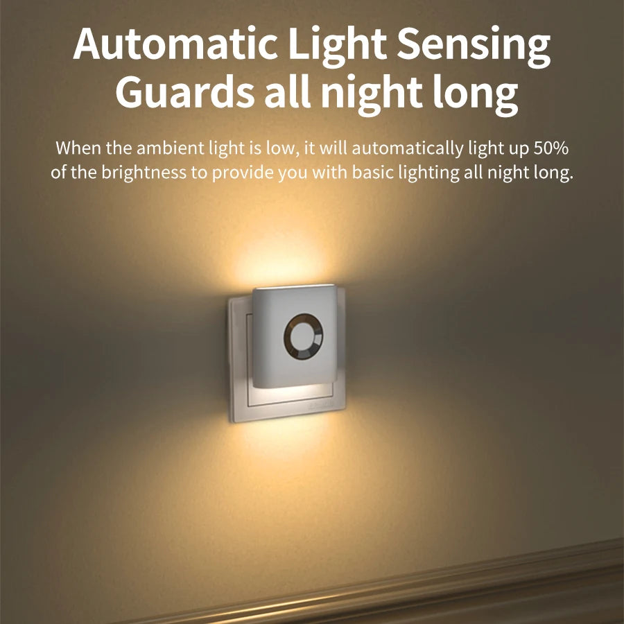 LED Night Light with EU Socket Motion Sensor Warm White Wall Lamp Dual-head Luminous Ambient Light for Bedroom Staircase Toilet Oasis Select