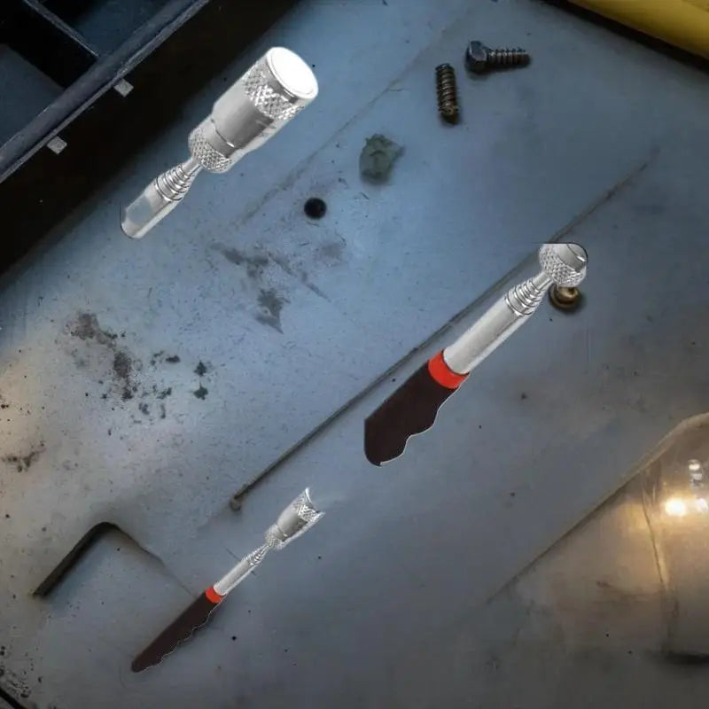 Adjustable Telescopic Magnetic Pen for Screw Nut Bolt; Portable Long Reach Pick Up Tool with LED Light Oasis Select