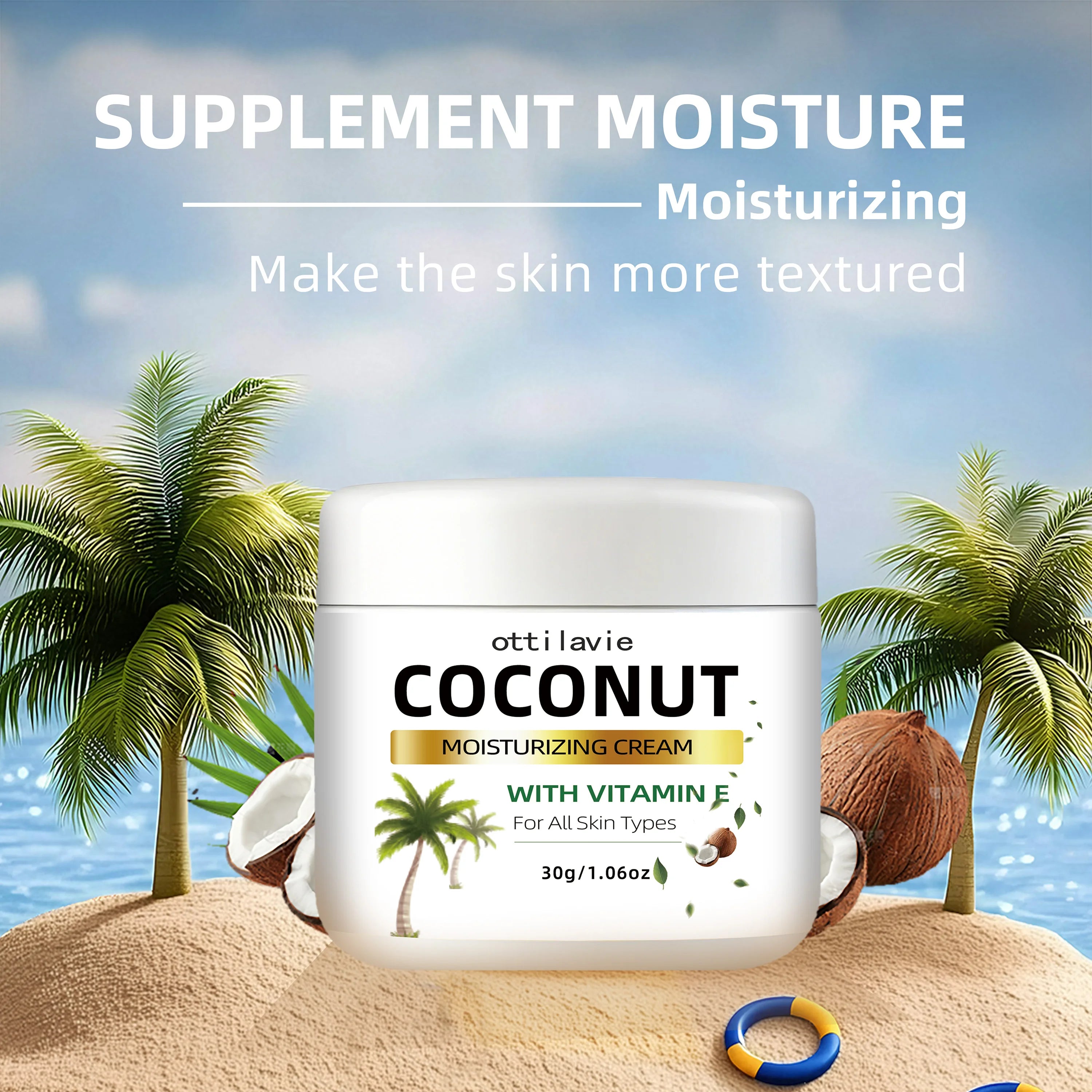 Ottilavie Coconut Cream – 24-Hr Moisture, Vitamin E & Collagen Face Moisturizer Cream Oasis Select