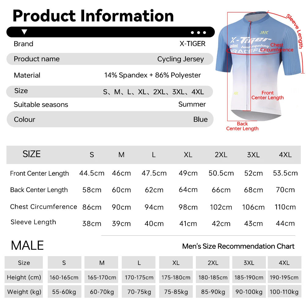 X-Tiger Pro Cycling Jerseys Ropa Ciclismo Mountain Bike Clothing Quick-dry Men's Racing Bicycle Clothes MTB Sportswear Oasis Select