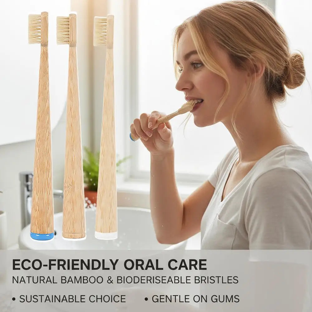Natural Bamboo Toothbrush – Soft Boar Bristles, Plastic-Free Bamboo Toothbrush Oasis Select