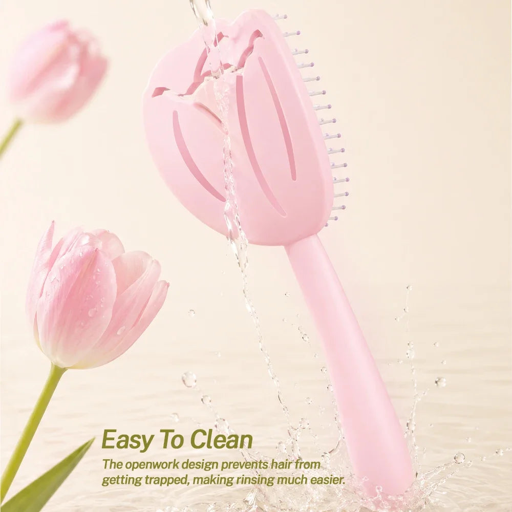 Tulip Hollow Scalp Massage Brush – Detangling Anti-Static Comb Scalp Massage Brush Oasis Select