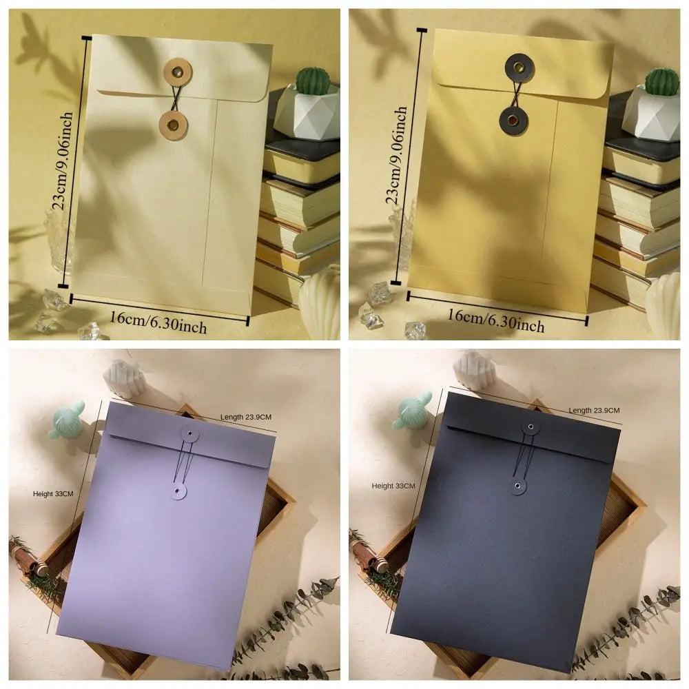 Kraft Paper Envelope with Button String Tie Winding Ticket File Documents Bag Letter Photos Journal Storage Budget Envelopes Oasis Select