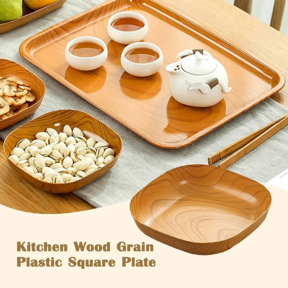 Japanese Wood Grain Square Plate 15cm – PP Dinnerware