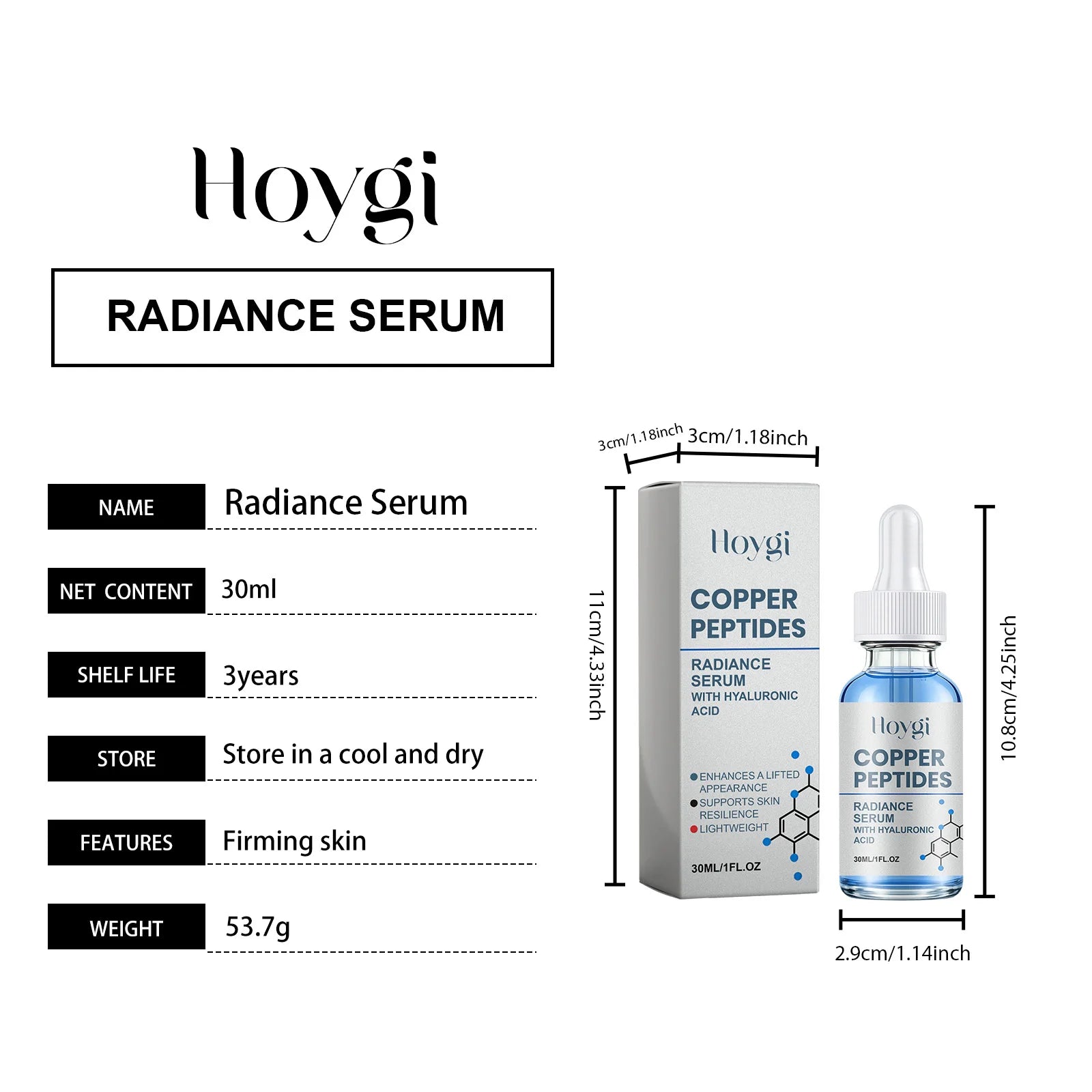 Copper Peptide Serum Firming Lifting Barrier Repair Hyaluronic Acid Reduce Wrinkles Pore Minimizer For Dry Skin Face Serum 30ml Oasis Select