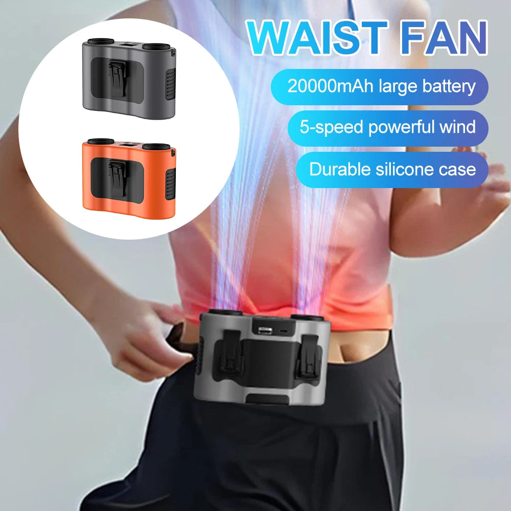 URGGU Waist Clip Fan 10000/20000mAh USB Rechargeable Portable