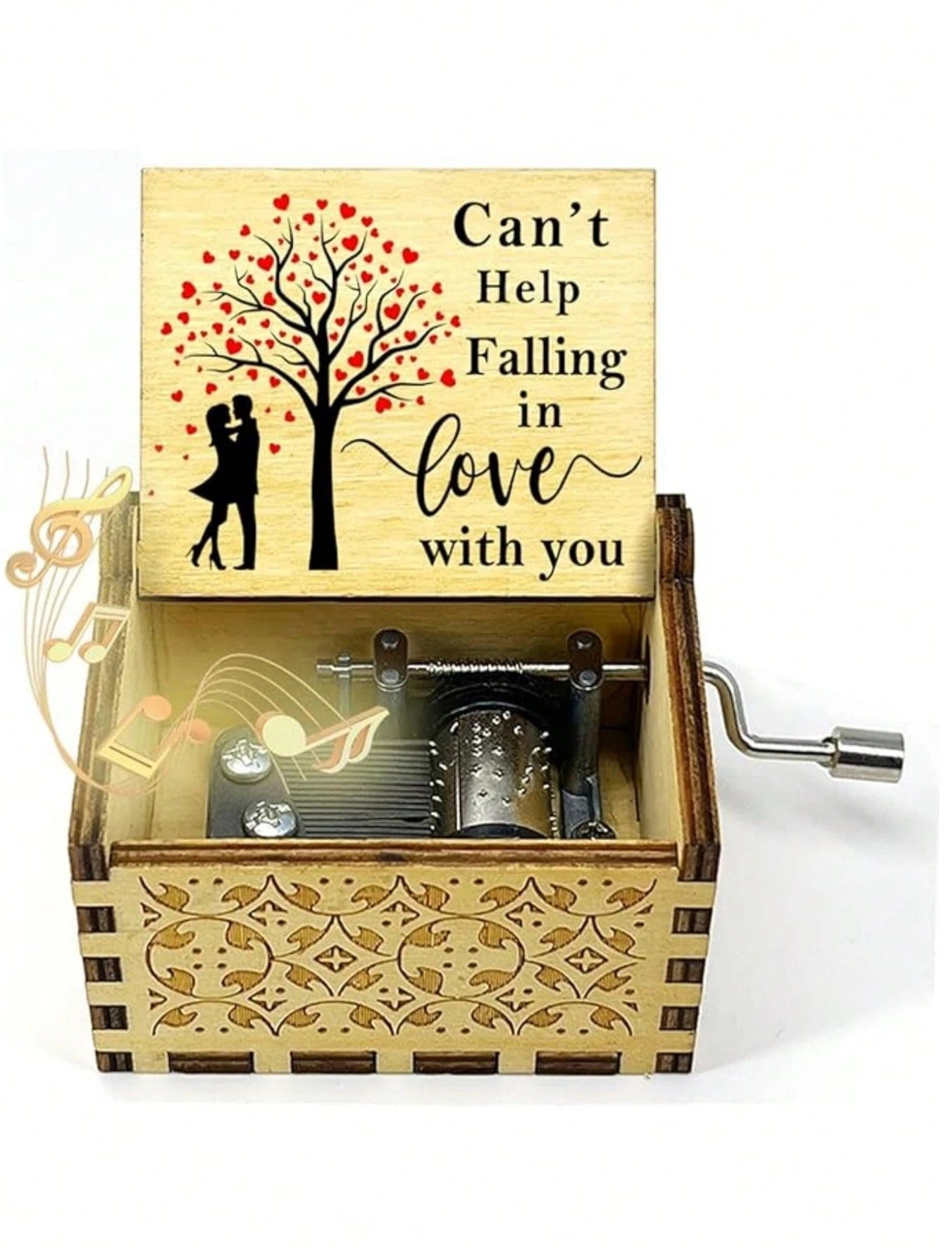 Wooden hand cranked music box falls in love, UV painted music box gives nostalgic handmade gift Oasis Select 5