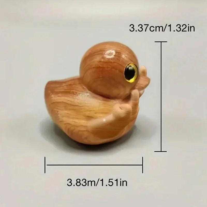Fun Finger Duck Handmade Wooden Statue Mini Duck Statue Home Office Desk Garden Decoration Yellow Duck Oasis Select