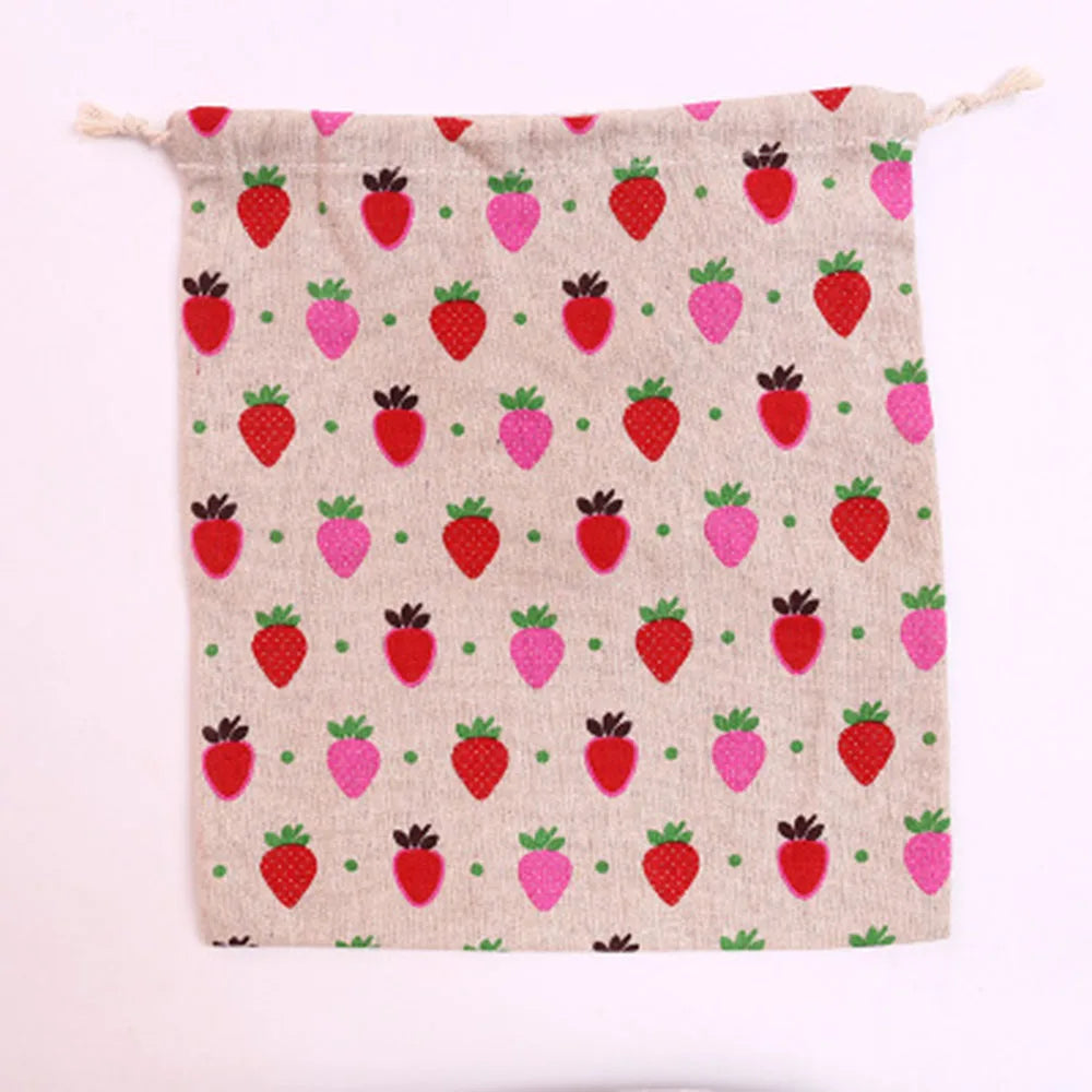 Cotton Linen Drawstring Gift Bags | Printed Patterns, 3 Sizes