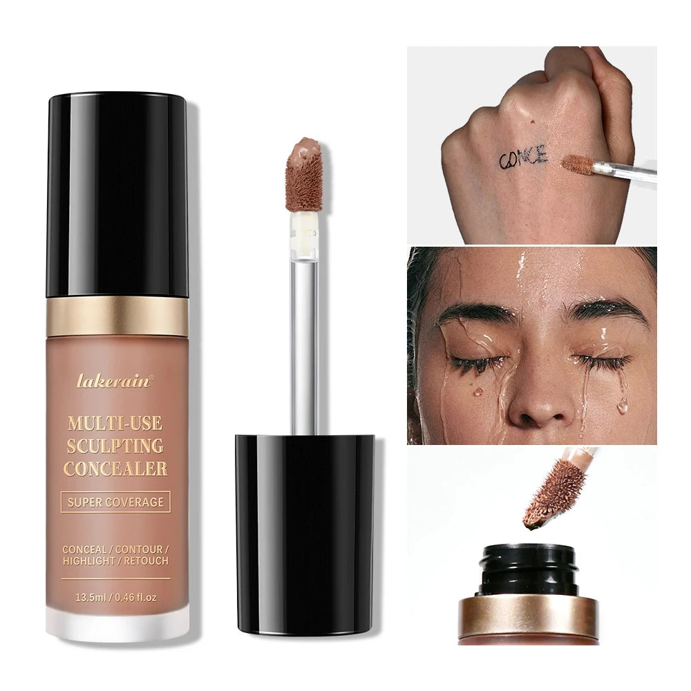 Full Coverage Concealer With Free Brush Matte Foundation Oil Control Long Lasting Face Makeup Multi-Use Highlight Retouch Cream Oasis Select