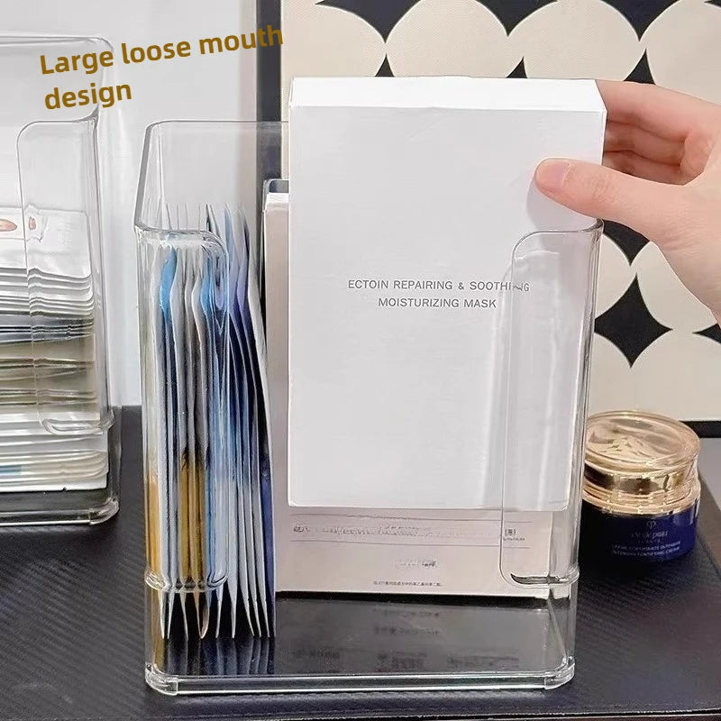 Acrylic Mask Storage Box Large Capacity Transparent Organizer for Vanity Countertop Skincare Cosmetics Desktop Shelf Oasis Select