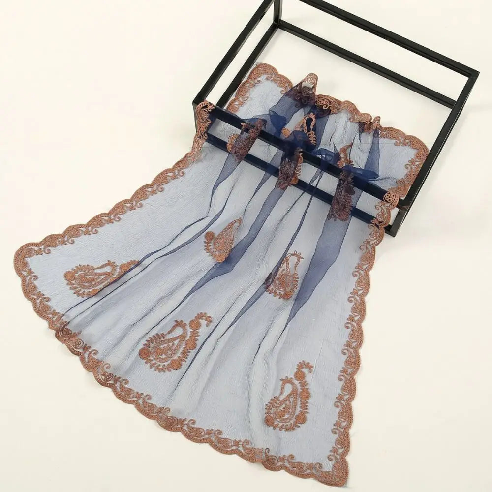Elegant Square Lace Scarf Hollow Out Thin Foulard Bandana Floral Embroidery Vintage Hair Scarf Headband Women Oasis Select