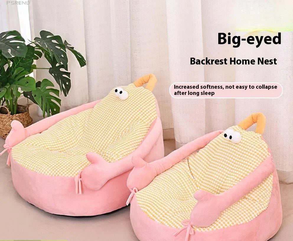 New autumn and winter dog and cat beds, cartoon-shaped sofa beds, large-eye pet bed cushions, and daily dog and cat cushions Oasis Select