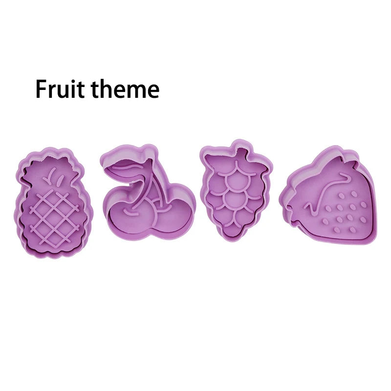 3D Cartoon Cookie Cutter Stamp Set – 4-Piece DIY Baking Mould Cookie Cutter Mould Set Oasis Select fruit