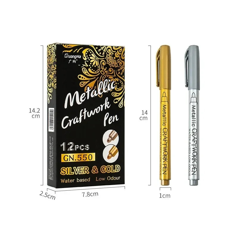 Metallic waterproof permanent marker pens for DIY epoxy resin mold gold silver color drawing supplies craft marker pen Oasis Select