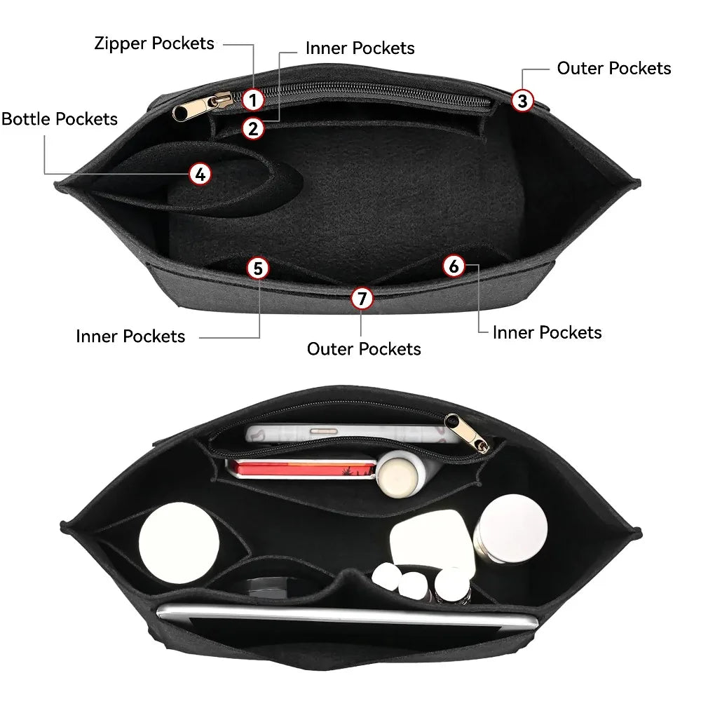 Padded Felt Handbag Insert Liner Cloth Bag for Purse Organization Uses for Tote Bags Travel Storage and Interior Protection Oasis Select