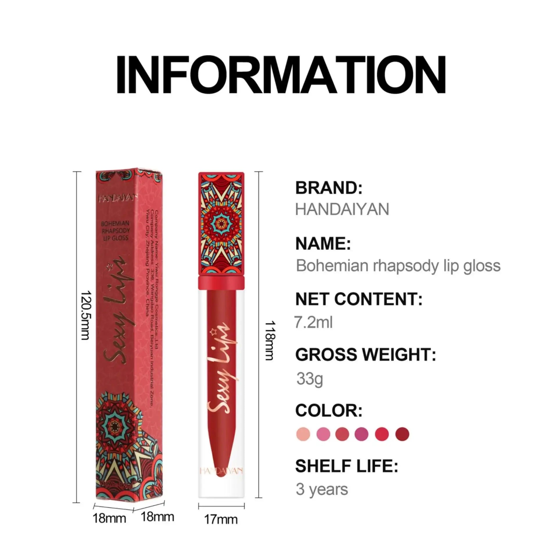 Handaiyan Bohemian Matte Liquid Lipstick – 6 Earth Tone Colors