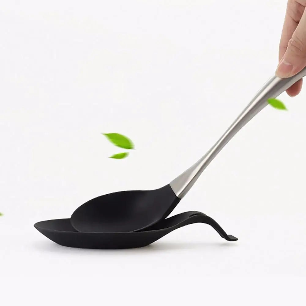 Silicone Spoon Rest & Utensil Holder – Heat Resistant Black