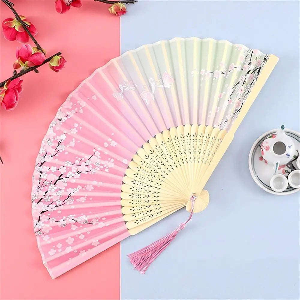 Chinese Style Folding Fan Classical Dancing Cloth Fan Vintage Plastic Animal Dragon Printing Hand Held Fans Photo Props Cosplay Oasis Select 03