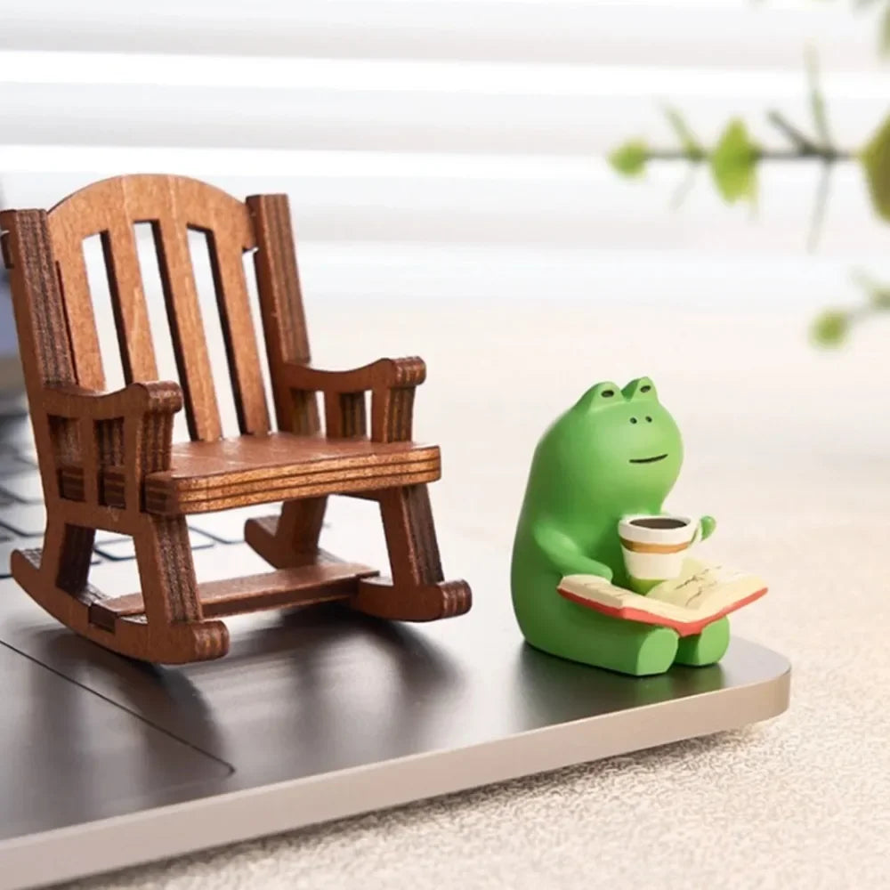 Frog Rocker Chair Cute Japanese Healing Small Decoration Office Desktop Decoration Car Center Control Decoration Oasis Select