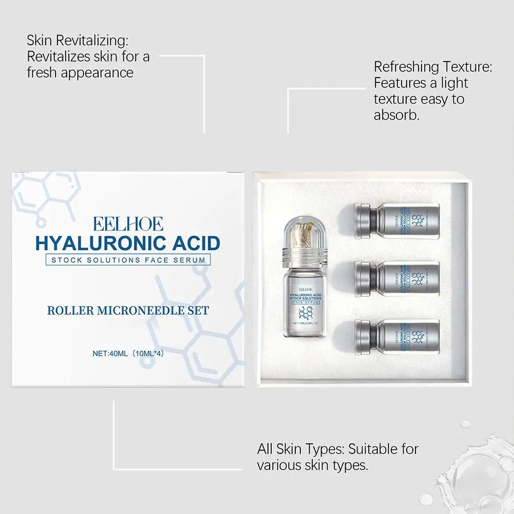 Hyaluronic Acid Face Serum & Microneedle Roller Set 4×10ml Face Serum Set Oasis Select