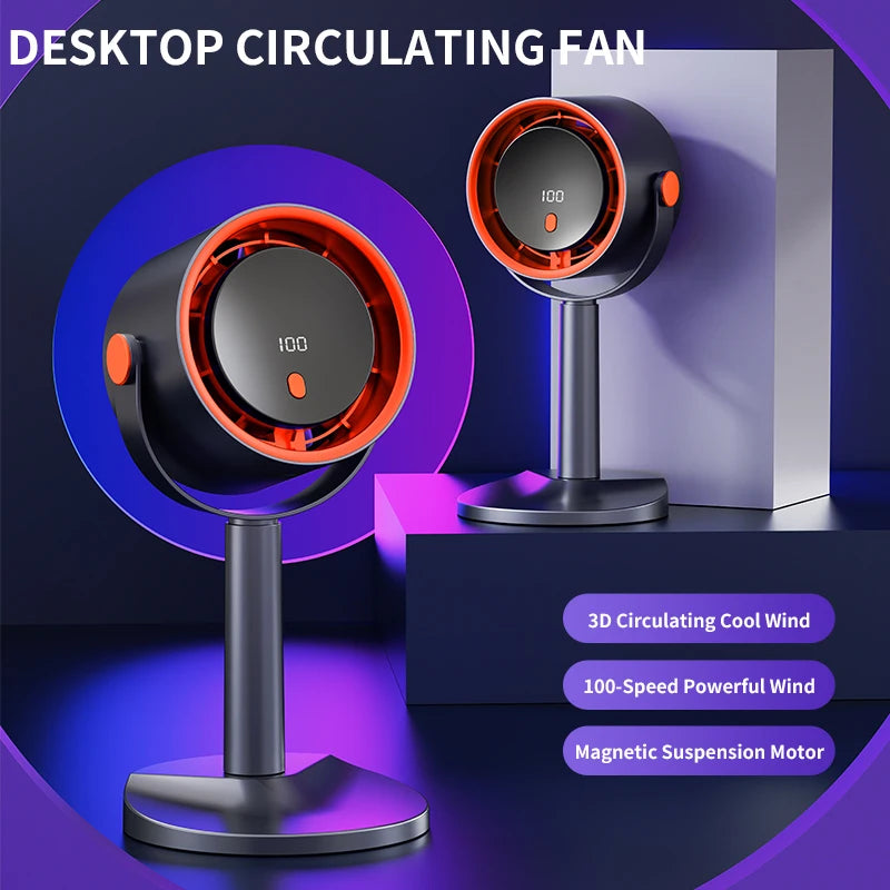 Bladeless Electric Fan Portable Outdoor Camping Fan with Timer Function Office Dormitory Desktop Fan Rechargeable Turbo Mini Fan Oasis Select