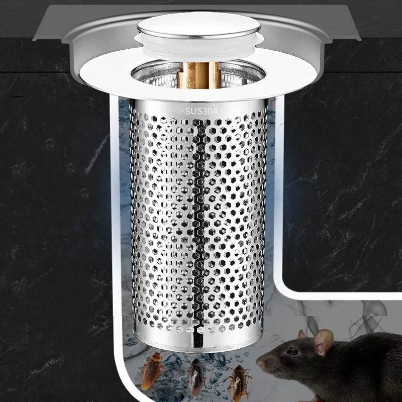 Stainless Steel Floor Drain Filter Mesh Pop-Up Bounce Core Basin Drain Stopper Shower Hair Catcher Strainer Bathroom Accessories Oasis Select