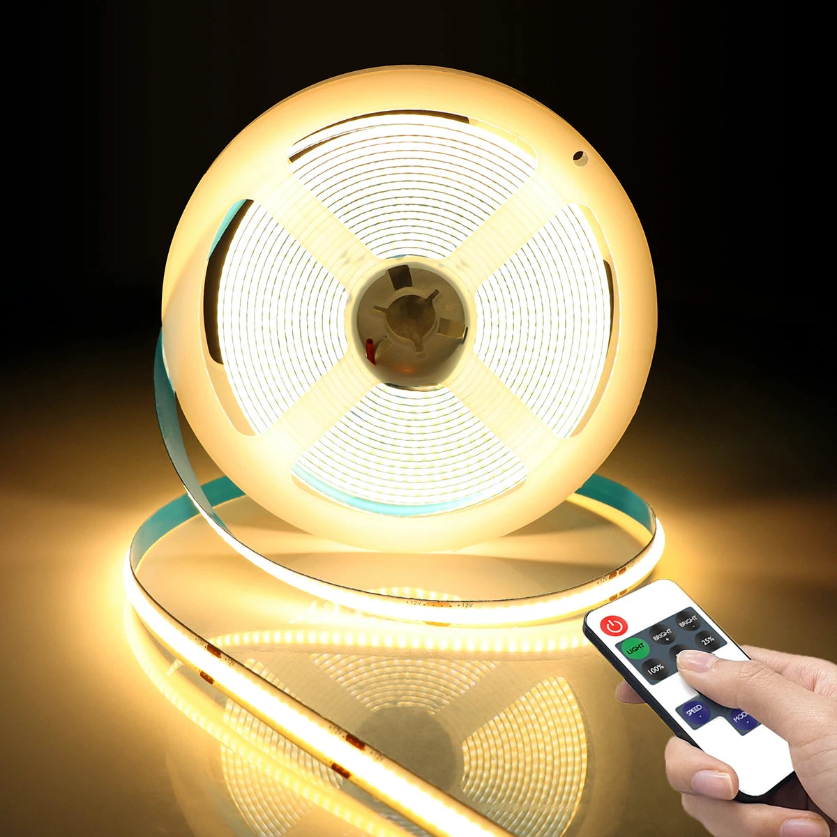 DC5V USB Dimmable COB LED Strip 1M 2M 3M 5M White/Warm White USB LED Ribbon Double-sided Tape with RF Remote Control Night Light Oasis Select