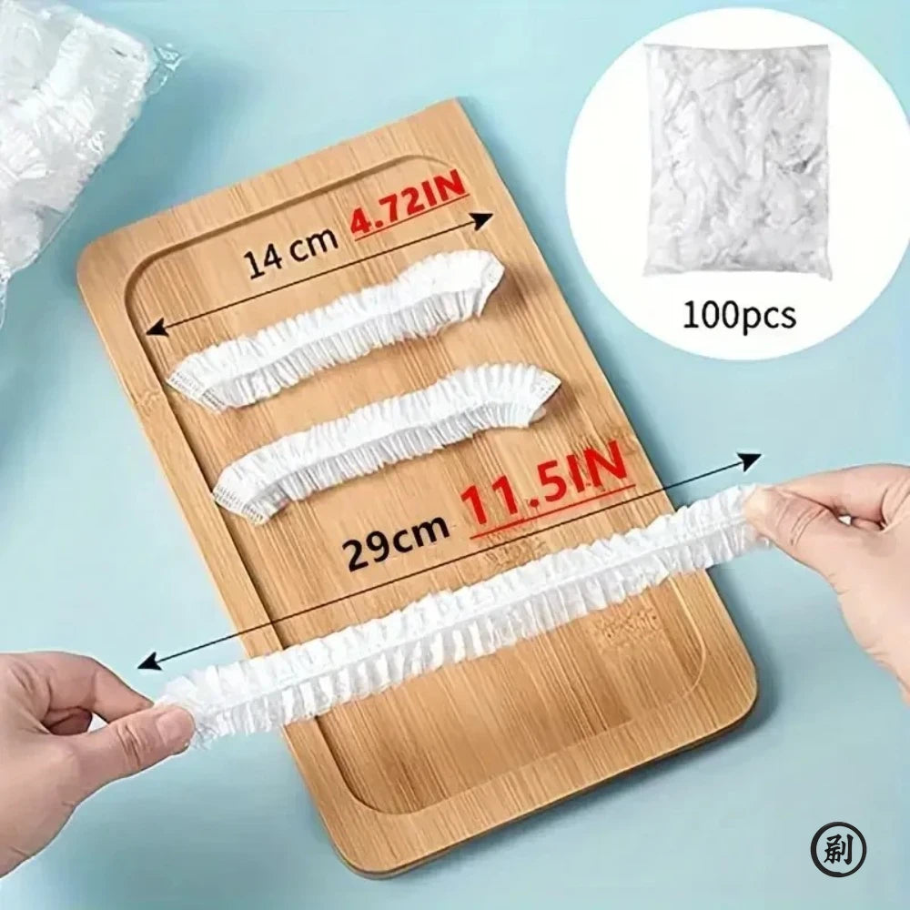 100/200pc Reusable Stretch Lids for Food Preservation + Disposable Shower Caps - Ideal for Kitchen Storage and Shower Prote Oasis Select