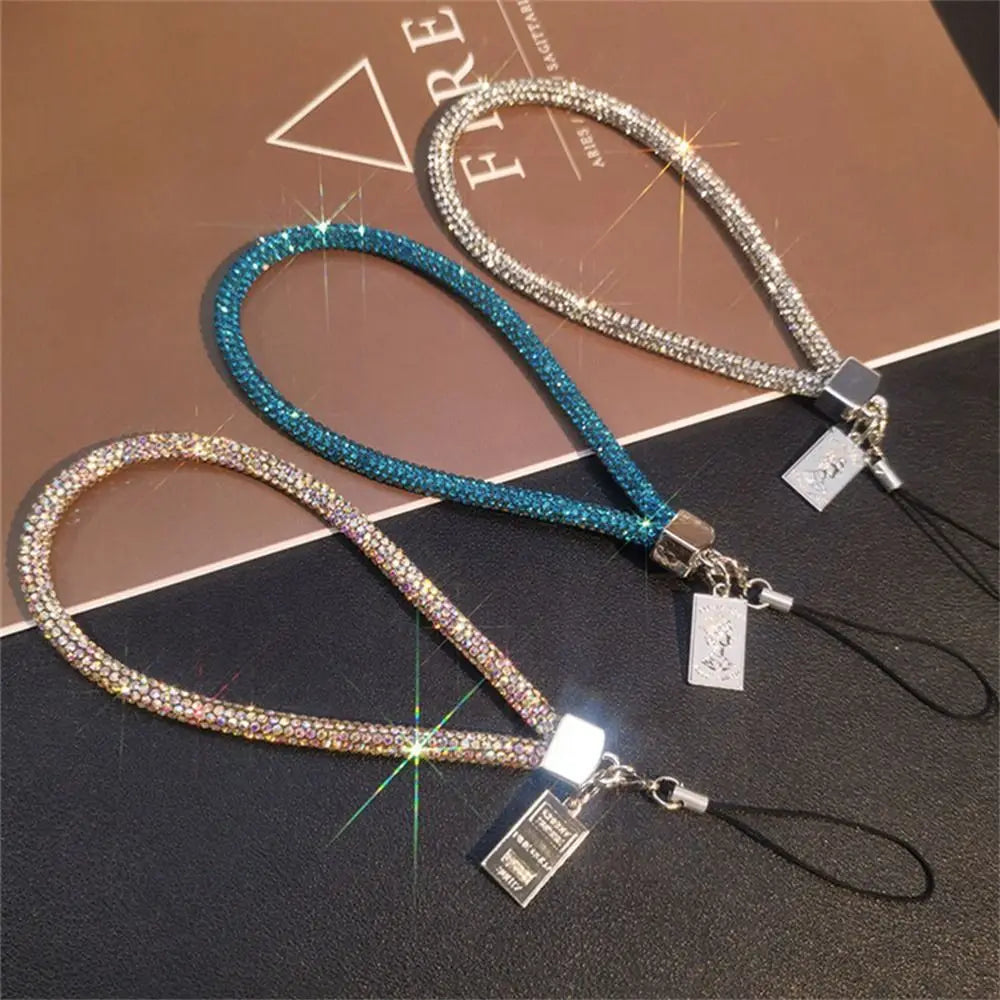 Rhinestone Lanyard Mobile Phone Lanyard Women's Luxury Full Diamond Pendant Long Neck Strap Anti-lost Sling Short Wrist Chain Oasis Select