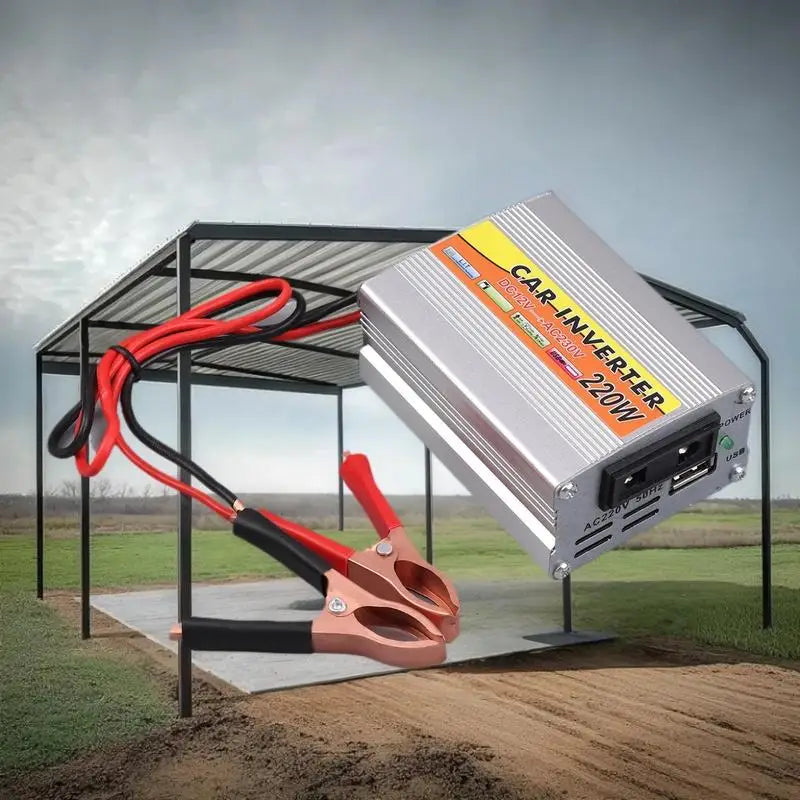 220W Power Inverter Car Mounted Solar Inverter USB Voltage Transformer Portable DC 12V To AC 220V Conversion USB Battery Clip Oasis Select