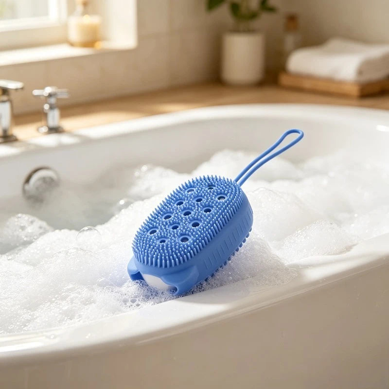 Soft Silicone Body Scrubber Multi-purpose Shower Exfoliating Brush Bubble Massage Sponge for Full Body Skin Cleansing Oasis Select