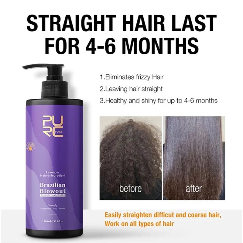 1000ml Brazilian Keratin Hair Treatment 0%/5%/8%/12% Formalin Smoothing Straightening Soften Hair Care Professional Salon PURC Oasis Select