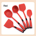 5-Piece Silicone Cooking Utensil Set – Spoon, Spatula & Strainer Silicone Utensil Set Oasis Select Red