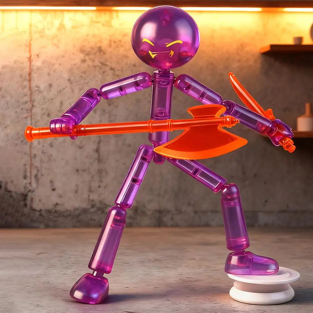 DIY Poseable Stick Man Figure Building Kit, Multi-jointed Articulated Action Figure with Weapons, Movable Limbs Assembly Toy Oasis Select