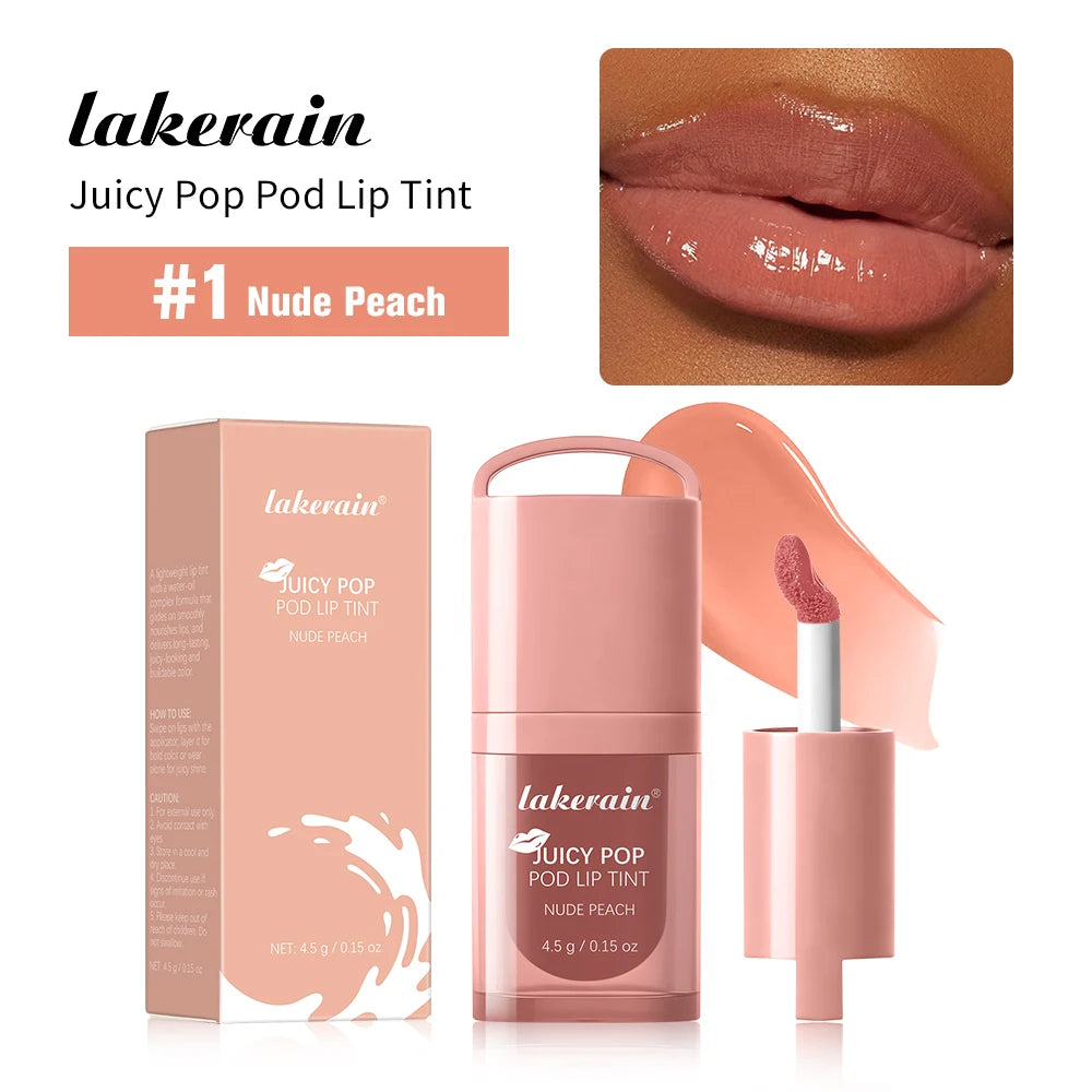 Juicy Box Shape Lip Tint Gloss Moisturizing Lightweight & Non-Sticky Lip Staion Long-Lasting High Shine Finish Lips Makeup Oasis Select Nude Peach
