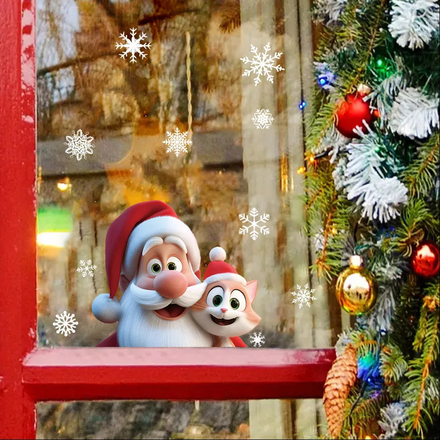 2026 Christmas New Santa Claus Snowman Spanish and German Holiday Greetings Window Display Static Window Stickers Oasis Select