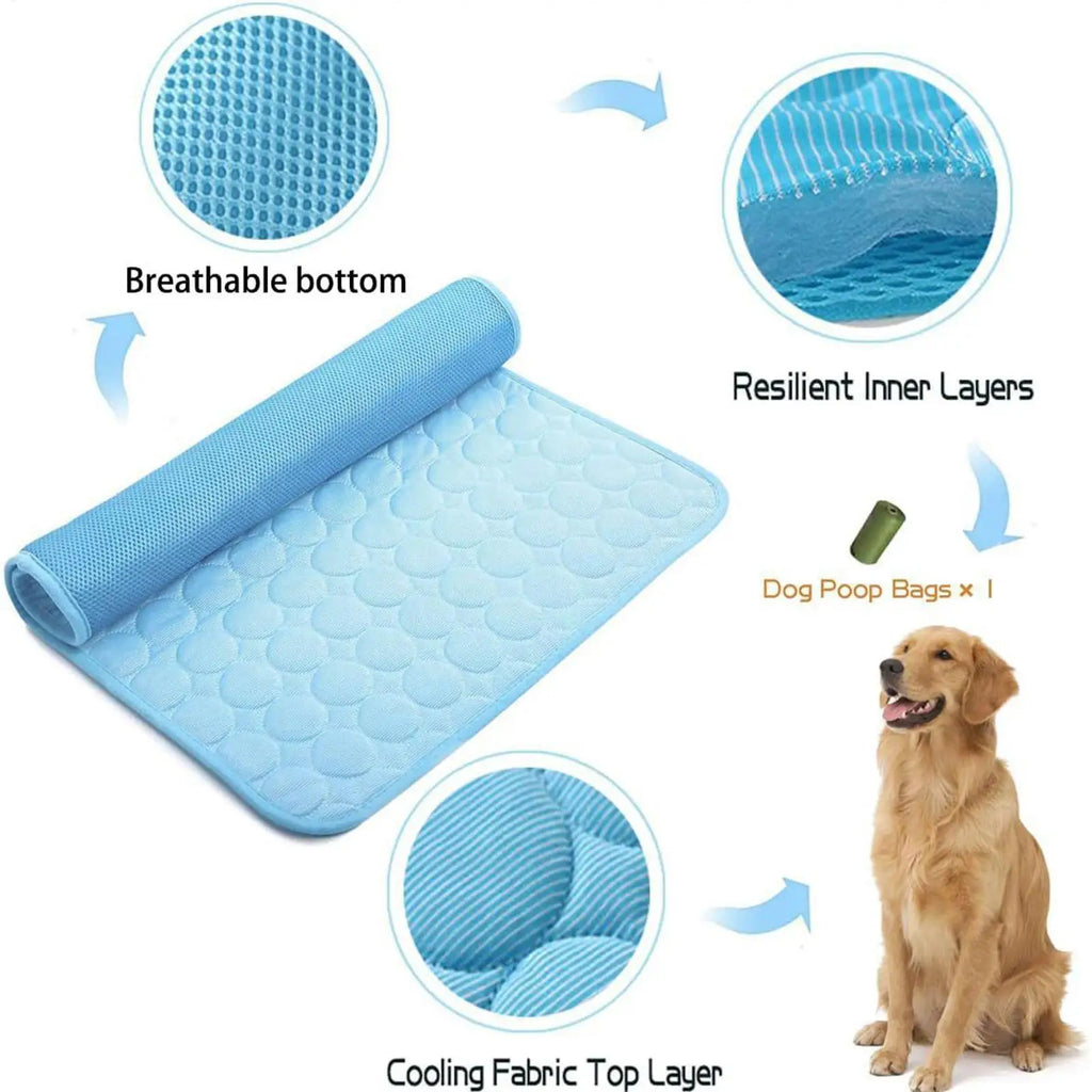 Self-Cooling Pet Mat for Dogs & Cats | Ice Silk Cooling Pad Pet Cooling Mat Oasis Select