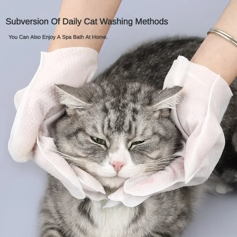 6pcs Pet Disposable Gloves Cat Dog Wipes No Rinse Washing Gloves Grooming Pet Cat Dog Ear Eye Cleaning Deodorizing Gloves Wipes Oasis Select